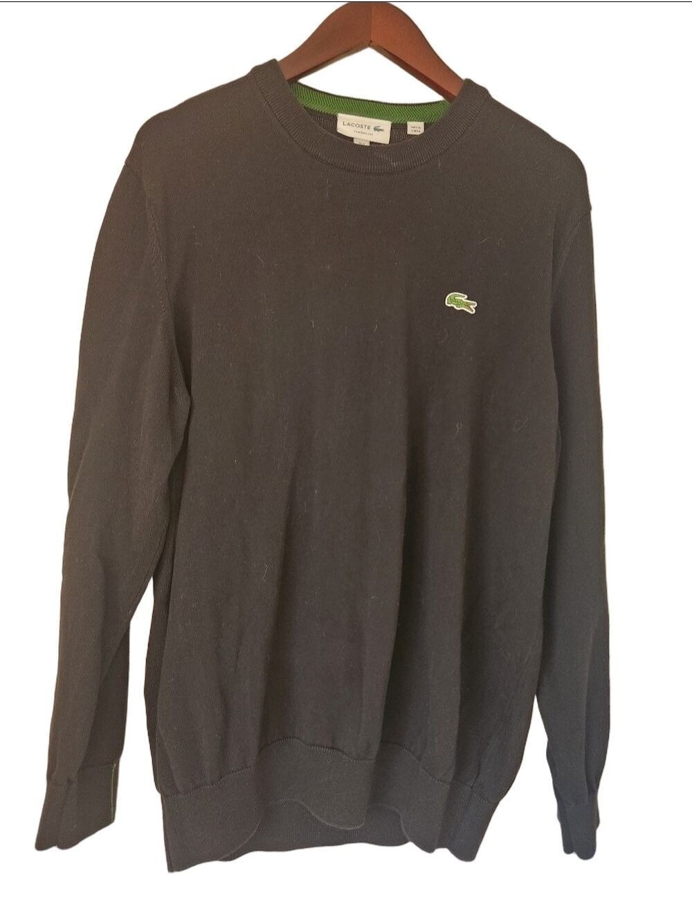 Men’s Lacoste Classic Fit Crew Neck Sweater - Black - Size XL (FR 6) Preppy